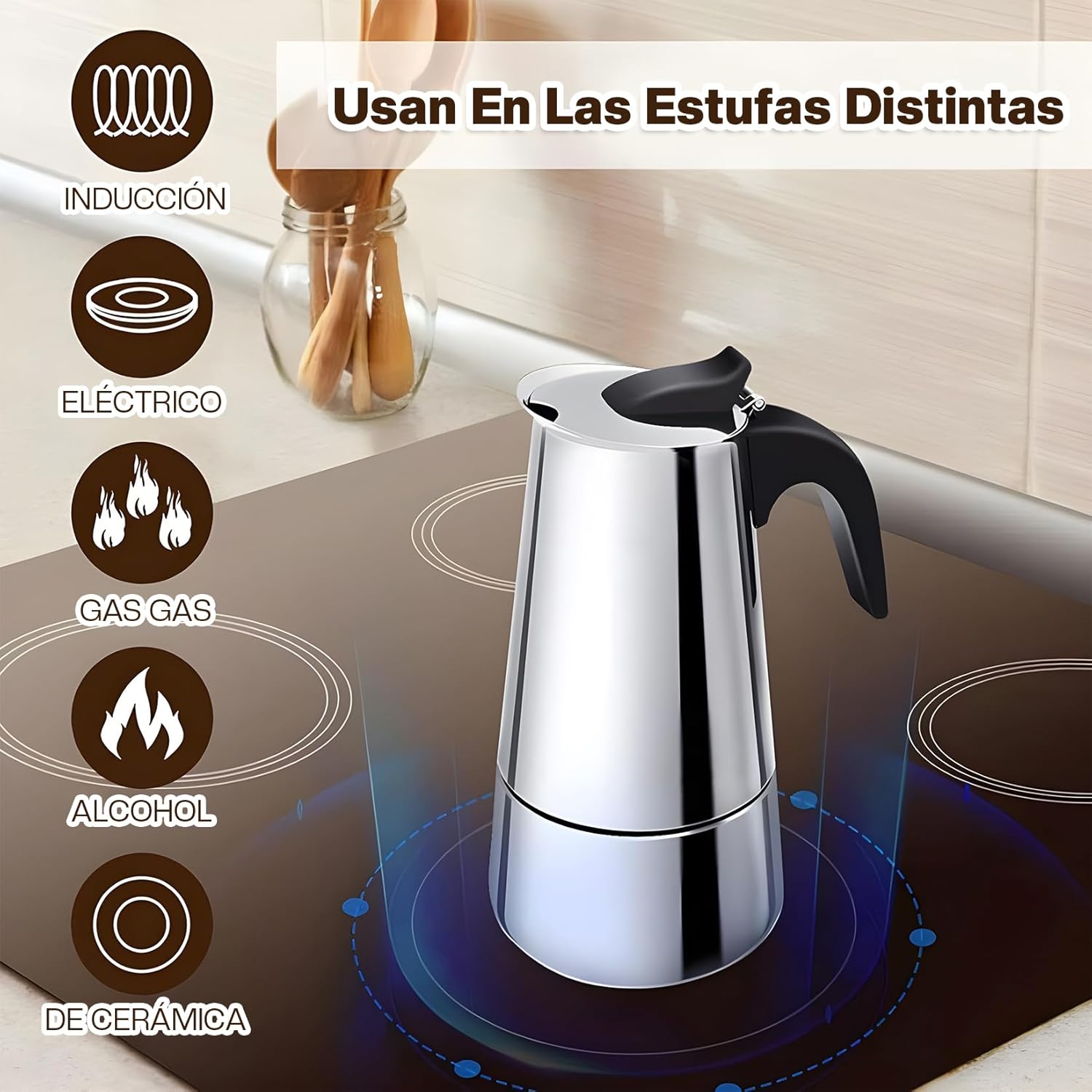 Cafetera Expres Acero Inoxidable 6 tazas